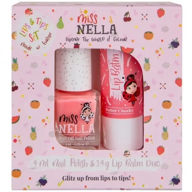 Miss Nella Παιδικό Σετ Butter Cheeks Lip Balm 3.4g & Βερνίκι Νυχιών Peel Off Peach Slushie 4ml