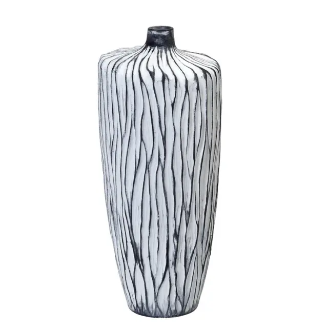 Βάζο λευκό/μαύρο κεραμικό 13x13x26cm Espiel TAS241