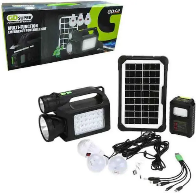 Gdsuper Ηλιακό Σύστημα Φωτισμού 30w 28led Gd-c10 Multi-function Emergency Portable Light