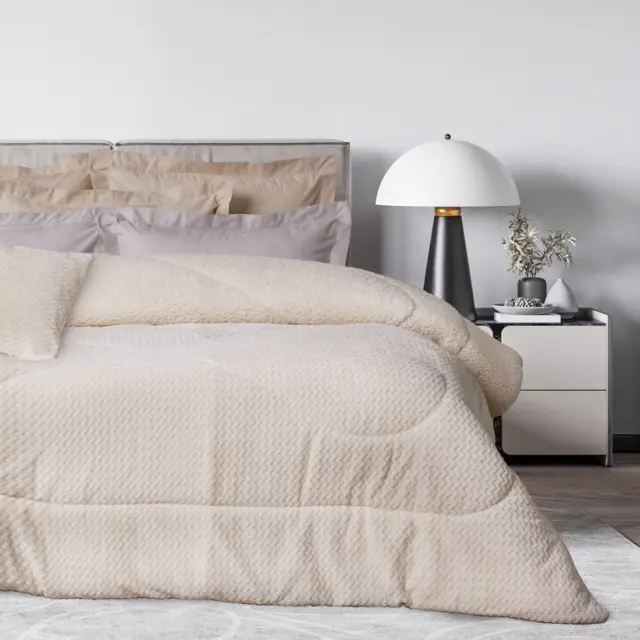 Κουβερτοπάπλωμα 160x220 Μονό 750gsm Fleece-Sherpa Das Home 1366 Ecru 100% Πολυέστερ