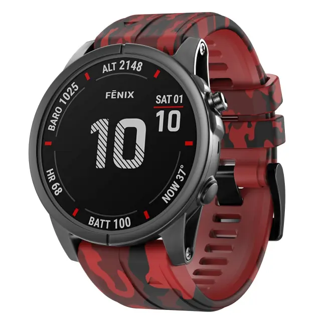 Camouflage Silicone Για Garmin Fenix 3/5x/3hr/5x Plus/6x/6x Pro/7x/8/9 (51mm)- Red OEM 2