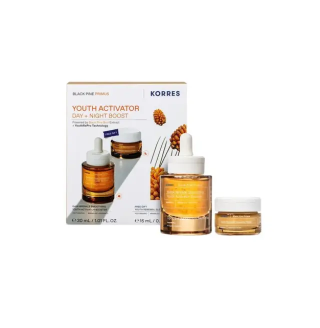 Korres Promo Black Pine Primus 6xHA Wrinkle Smoothing Youth Activator Booster Ορός Ενεργοποίησης Νεότητας 30ml & Δώρο Youth Renewal Sleeping Κρέμα Νεότητας Νύχτας 15ml