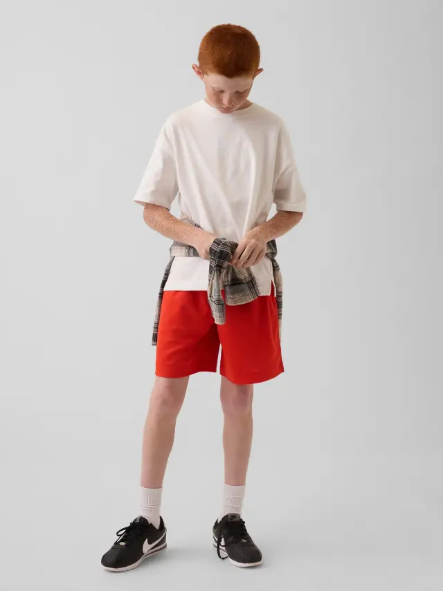 Παιδικό Σορτς GapFit 6" από Ανακυκλωμένο Mesh Ύφασμα με Λάστιχο Hot red