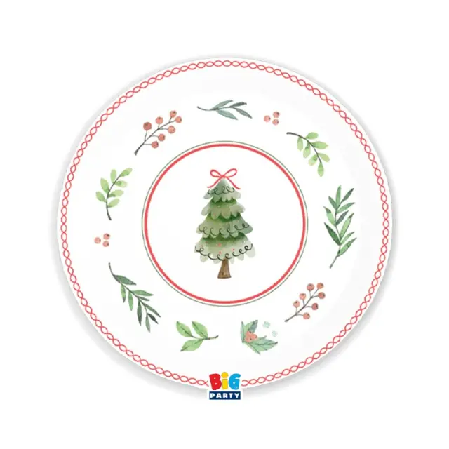Πιάτα Χάρτινα Φαγητού 22εκ Joyful Christmas / 6 τεμ.