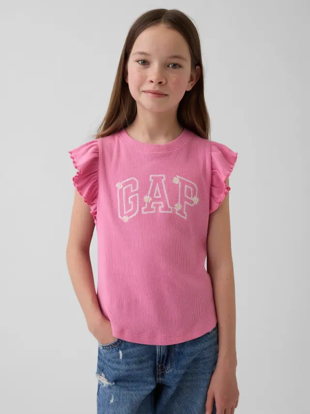 Παιδική Arch Logo Ruffle Μπλούζα french pink