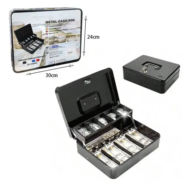 Κουτί Μεταλλικό Ταμείου με Κλειδαριά 30x24x9cm - Metal Cash Box 013161 3