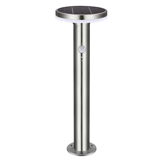 Outdoor Solar Light - pole light - Porto 6W 600lm 2700K IP44 - Sensor - Stainlesssteel