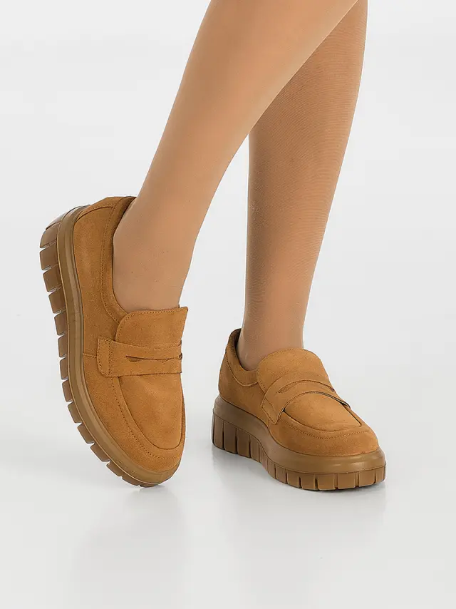 Imac Μοκασίνια-Loafers Γυναικείο δέρμα Nubuck Καφέ IMA/857130 TABACCO 2