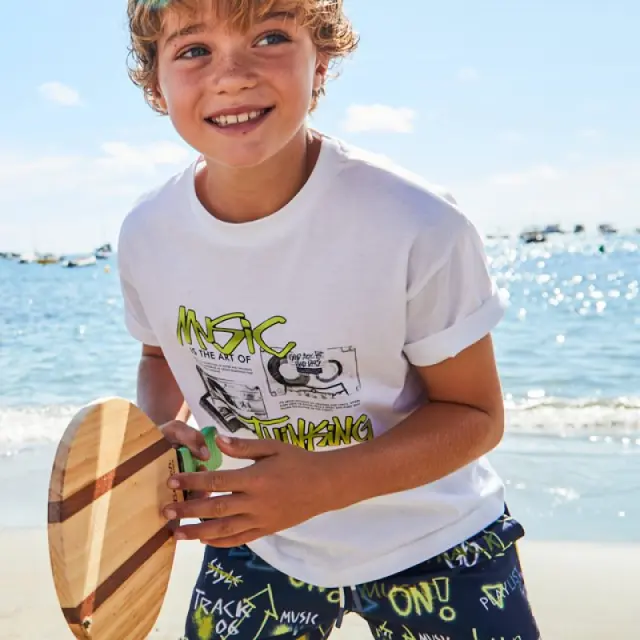 Junior 10 έως 18 ετών Μαγιό βερμούδα σταμπωτή ναυτικό μπλε