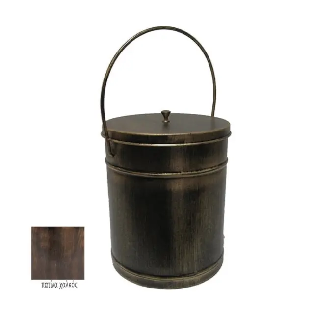 Μεταλλικός Κουβάς Τζακιού Στάχτης Φ24x30cm Πατίνα-Χαλκός / 110PC 3