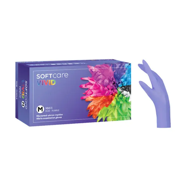 Bournas Medicals SoftCare Vivid Γάντια Νιτριλίου Μωβ 100τεμ - Small