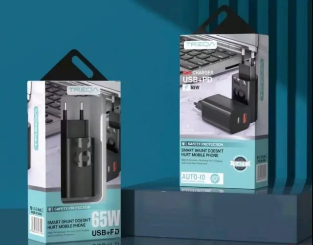 Treqa Φορτιστής Χωρίς Καλώδιο με Θύρα USB-A και Θύρα USB-C 65W Μαύρος (CH-637) 2