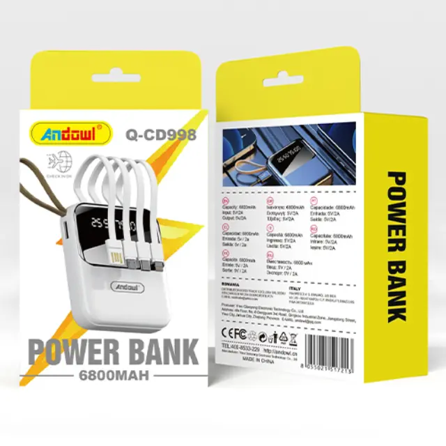 Andowl Q-CD998 Powerbank 6800mah με Ενσωματωμένα Καλώδια Φόρτισης 2