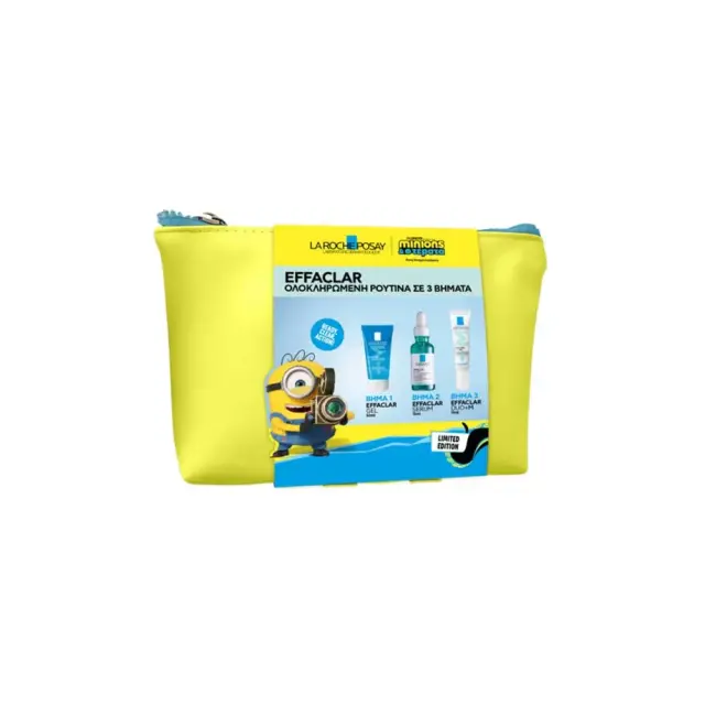 La Roche Posay Promo Effaclar Gel Τζελ Καθαρισμού, 50ml, Effaclar Serum Ορός κατά των Eπίμονων Aτελειών, 15ml & Effaclar Duo+M Διορθωτική κρέμα κατά των ατελειών, 15ml & Δώρο Νεσεσέρ Minions, 1τεμ, 1σετ
