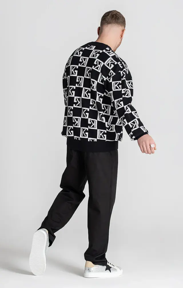 Gianni Kavanagh Ανδρική CLONE Πλεκτή Ζακέτα Regular-Fit Βαμβακερή – Black & White - S 2