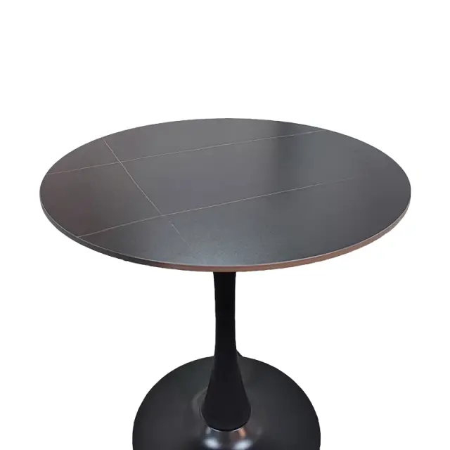 Τραπέζι Balou I pakoworld sintered stone σε μαύρο μαρμάρου Φ70x74εκ 2