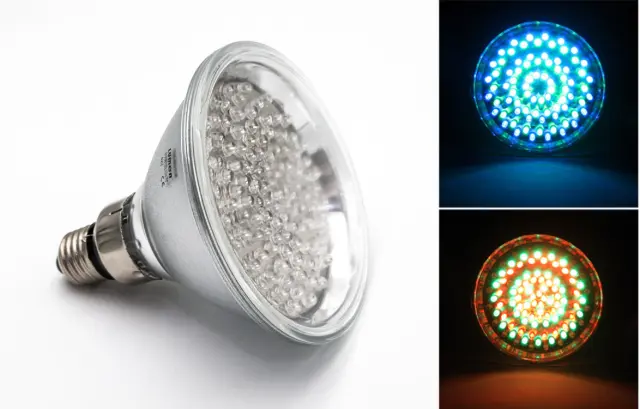LED ΛΑΜΠΑ ΓΥΑΛΙΝΗ PAR38 E27 120LED 8.5W 42VAC 15° RGB