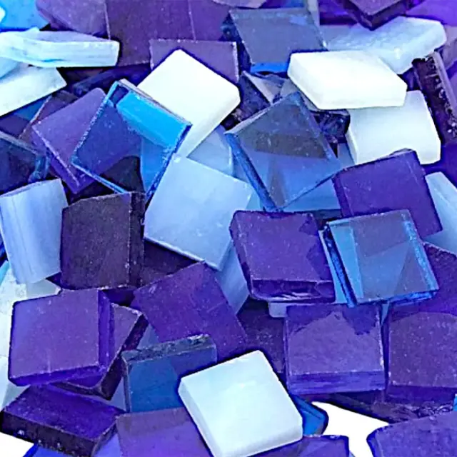 Γυάλινη Ψηφίδα Tiffany Glass 10x10mm - T129 Blue Mix - 200gr