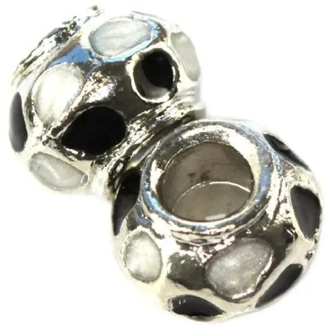 Μεταλλική Χάντρα Modular Black-Silver Flower Vases 9x13mm - 5τεμ