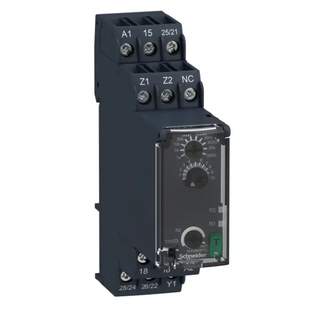 Harmony, Modular timing relay, 8 A, 2 CO, 0.05 s…300 h, power on delay , 24...240 V AC/DC
