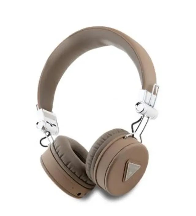 Guess PU Grained Triangle Logo ENC Wireless Headphone Brown