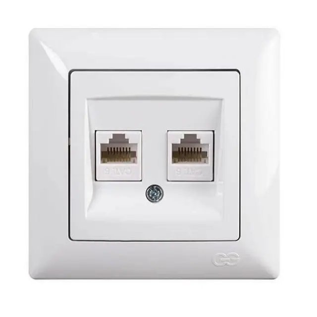 Πρίζα Η/Υ 2 εξόδων χωρίς ΜΗΧ. RJ45 UTP CAT 6 Λευκό VISAGE (Στη τιμή του διακόπτη δε συμπεριλαμβάνεται το πλαίσιο)