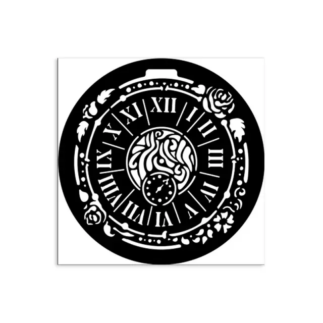 Thick Stencil 12x12cm, Stamperia, House of Roses, Clock
