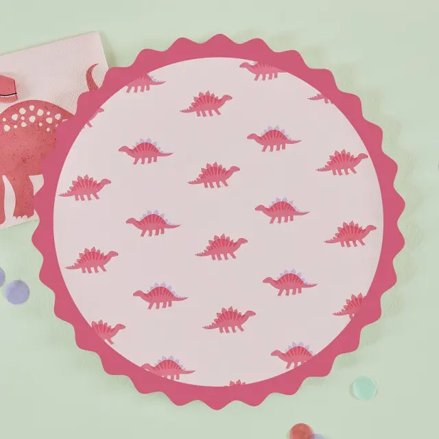 Πιάτα Χάρτινα Ροζ Δεινόσαυρος Pink Dinosaur / 8 τεμ
