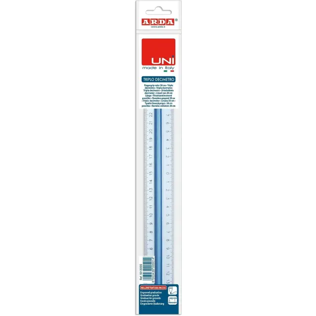 Arda Υποδεκάμετρο Χάρακας 30cm με Ράχη 50130SS