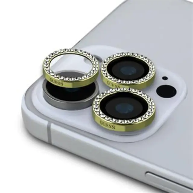 Guess Fixed Glitter Protective Lens for iPhone 16 Pro/16 Pro Max Gold