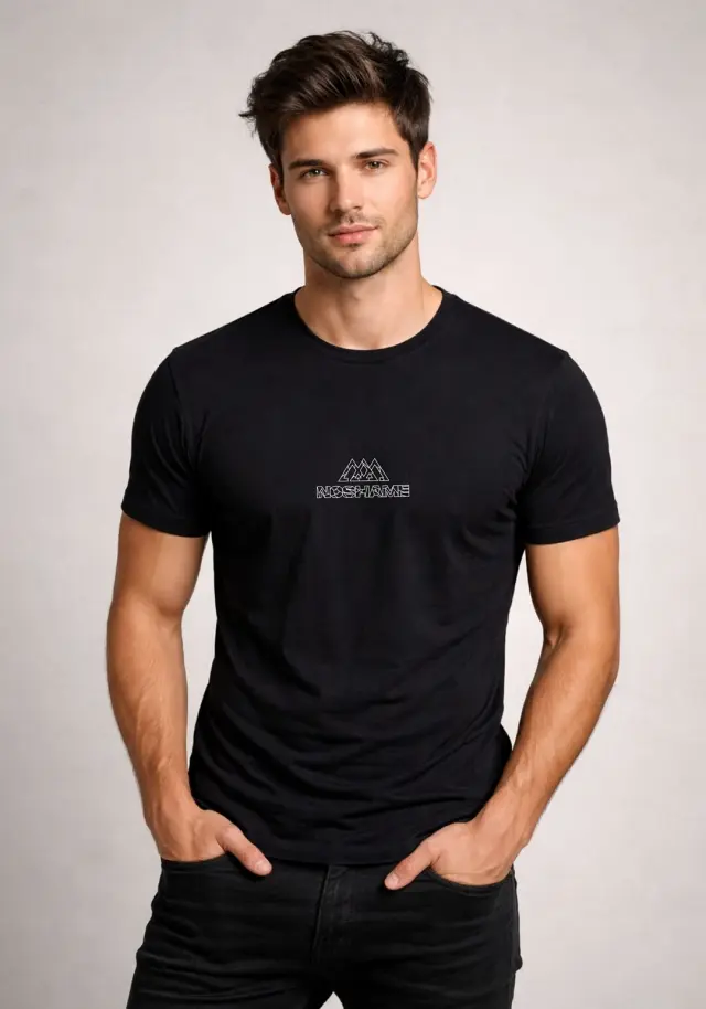 T-shirt Noshame® Μαύρο με τύπωμα - 152662 - XXL