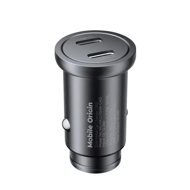 Mobile Origin Metal Car Charger 30W, CA13 - 2x USB-C 3