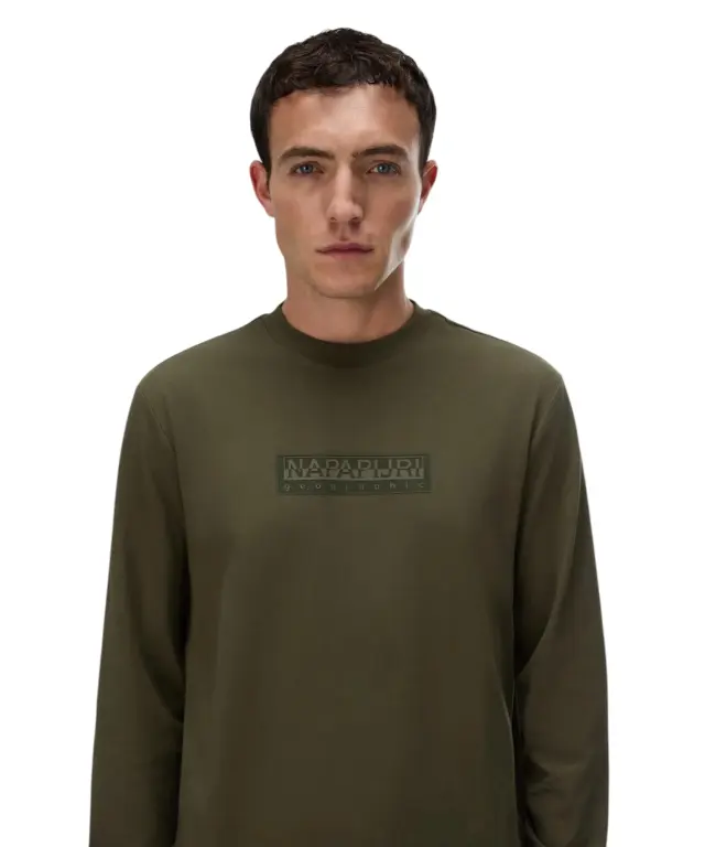 Napapijri - Ανδρικό T-Shirt S-Box Logo NP0A8BC5-G1F Λαδί - S