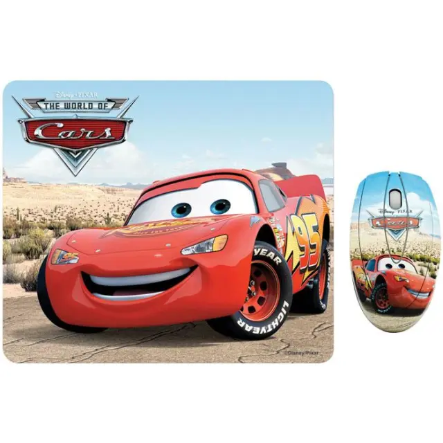 Σετ mini οπτικό ποντίκι και mousepad με μοτίβο \"CARS\", 1000 dpi.
