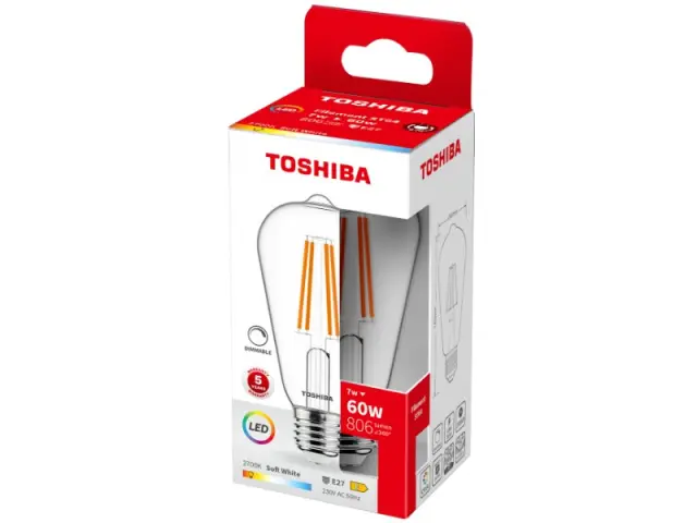 Toshiba LED Filament ST64 E27 7W 2700K Dimmable (DELS-STW400767DE11)