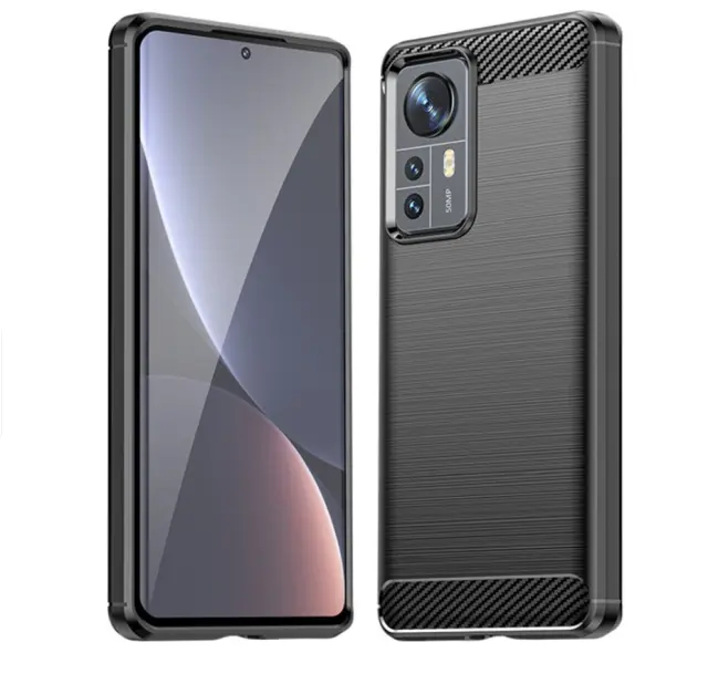 Techsuit® Carbon Case Silicone Back Cover Θήκη Σιλικόνης Για Xiaomi 12 Pro- Black