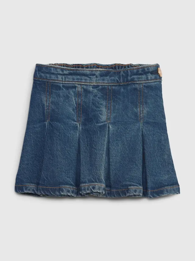 Μπλε Νηπιακή Οργανικό Βαμβάκι Pleated Denim Φούστα με Washwell dark wash indigo - 18-24M