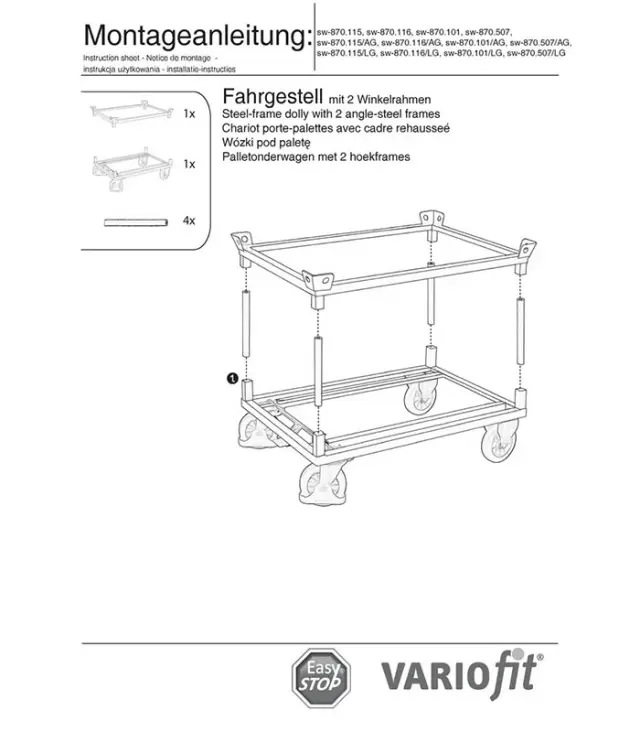 Variofit sw-870.101/AG Πλατφόρμα Μεταφοράς Παλετών με Πλαίσιο για Φορτίο Βάρους ως 1200kg 2