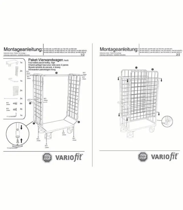 Variofit sw-800.403/AG Τρόλεϊ Μεταφοράς 4 Πλευρών για Φορτίο Βάρους ως 500kg 3