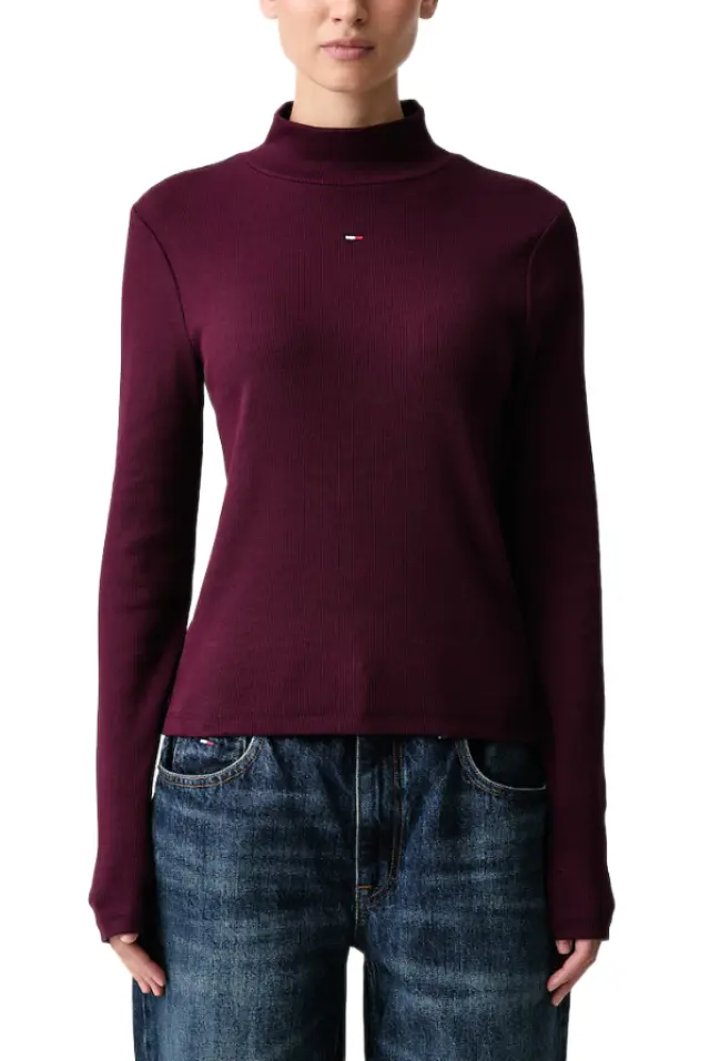 Tommy Hilfiger γυναικεία ριμπ μπλούζα με χαμηλό ζιβάγκο DW0DW19830-2