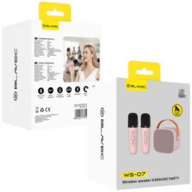 Φορητό Ηχείο Bluetooth Blavec WS-07 Karaoke Party με 2 Μικρόφωνα 5W Ροζ N71054 2