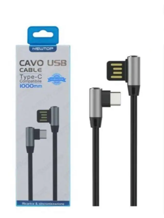 Newtop Angle (90°) / Regular USB 2.0 Cable USB-C male – USB-A male Ασημί 1m (CU08)