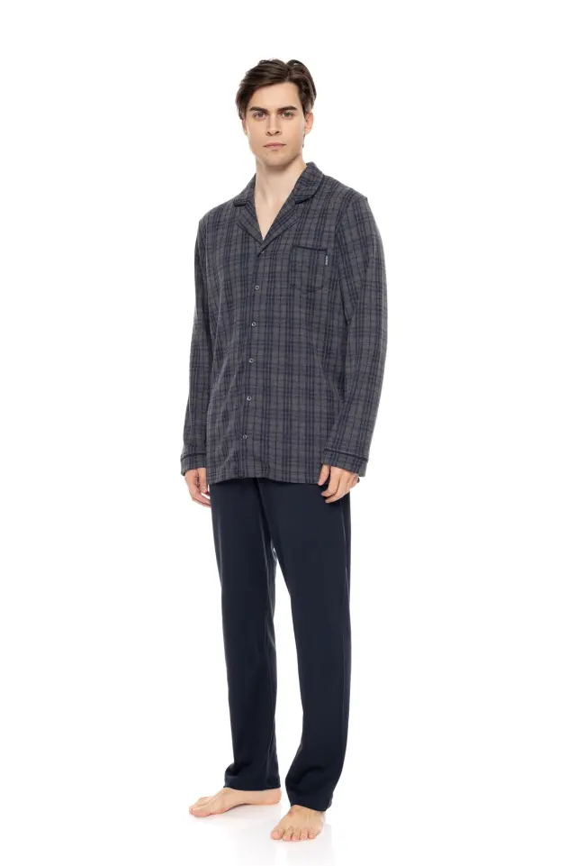 W-M703 - Type - PYJAMA JACQUARD BLUE GREY PLAID - L 2