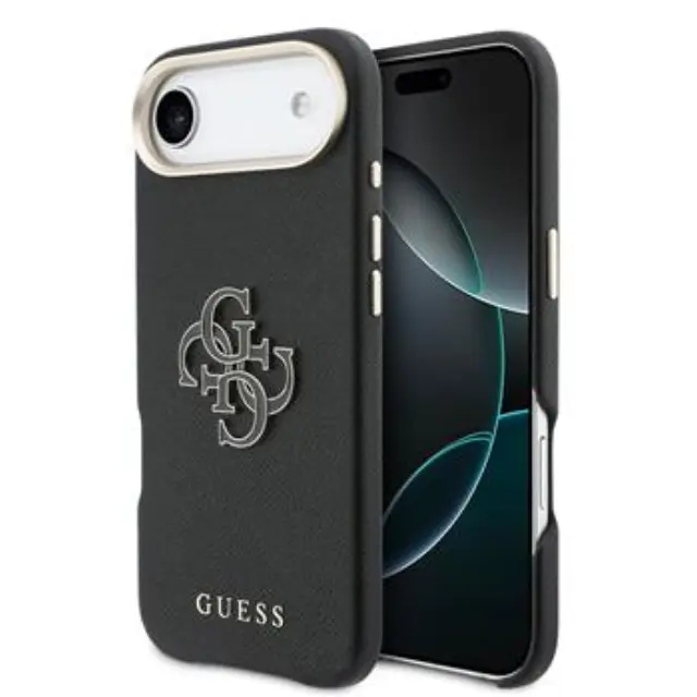 Guess PU Grained 4G Resin Metal Logo Case for iPhone Air Black