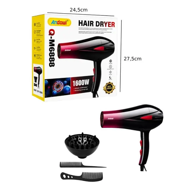 Andowl Πιστολάκι Μαλλιών 1600W Q-M688 - Hair Dryer 0751218 2