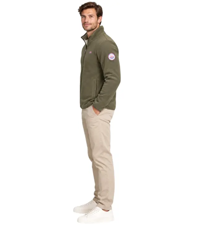 Norway Nautical School - Ανδρική Ζακέτα Φούτερ Fleece 869520-ARMY Χακί 3