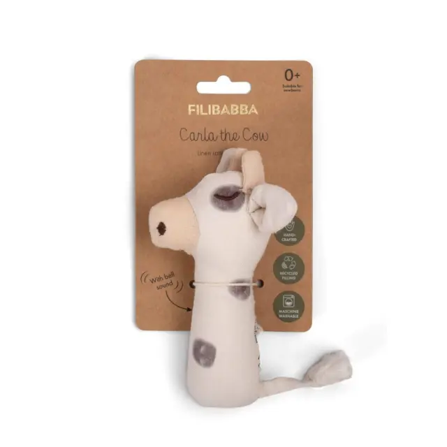Κουδουνίστρα Υφασμάτινη Filibabba Linen Cow 3
