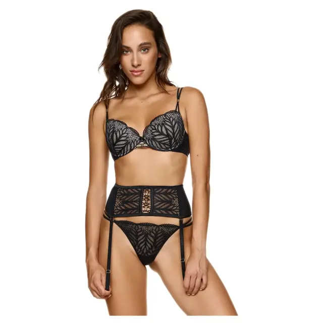 Miss Rosy Γυναικείο Δαντελένιο String με Διαφάνεια, Χρώμα Μαύρο - S