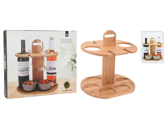 Βάση για ποτήρια και μπουκάλια Εxcellent Houseware Ξύλο Μπαμπού, 32.5x24x31.5cm - Kαφέ 170488200 3