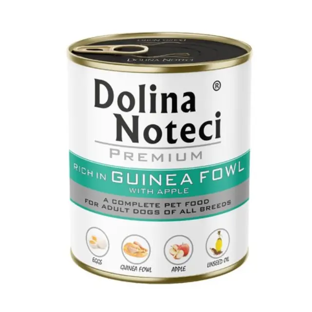 DOLINA NOTECI Premium rich in guinea fowl with apple &ndash; wet dog food &ndash; 800g